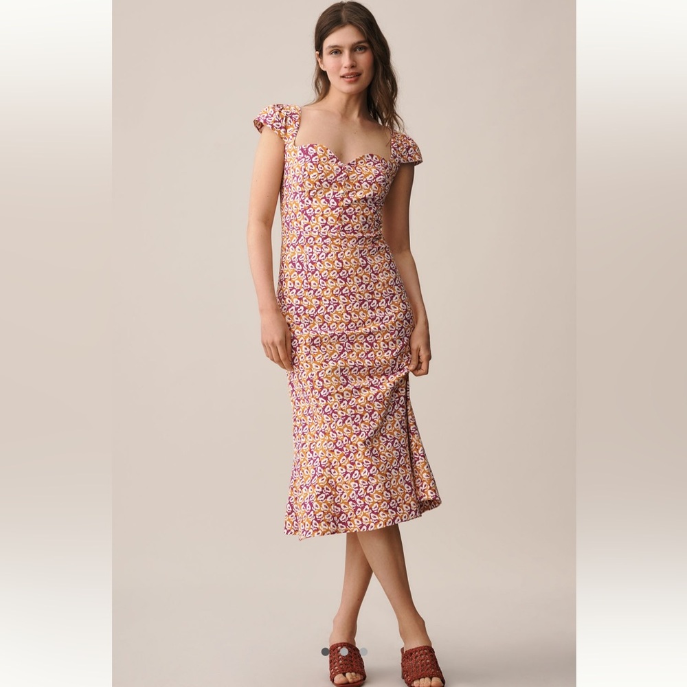 Anthropologie Maeve Cecily Fit & Flare Midi Dress NWT Size Large - Picture 4 of 12